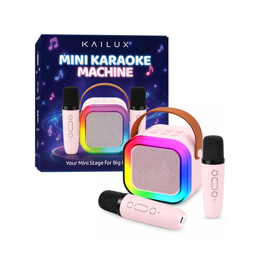 Kailux© Mini Karaoke Machine | Bluetooth Speaker with 2 Wireless Microphones