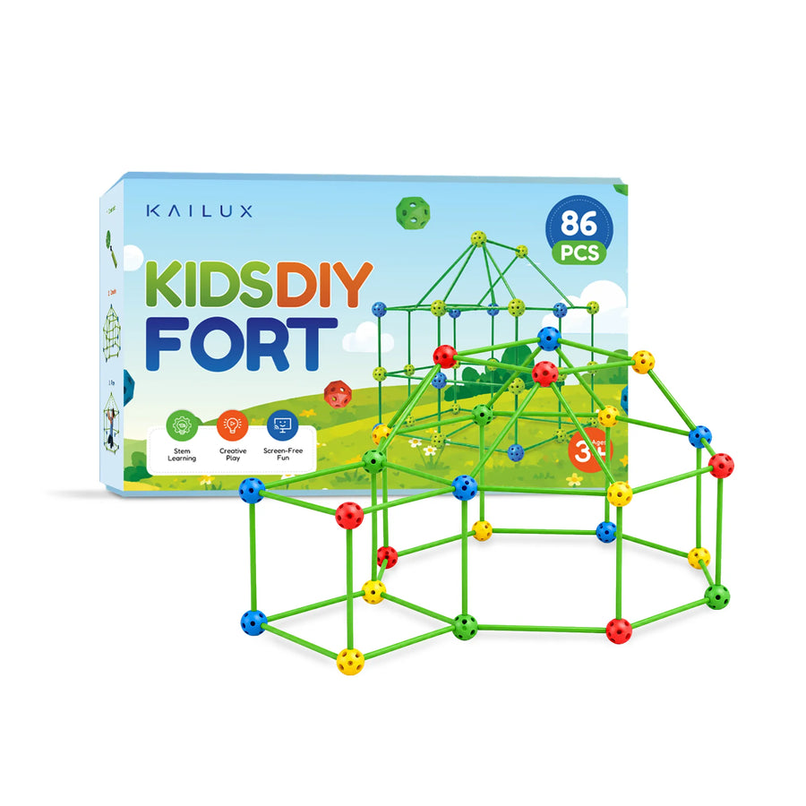 Kailux© Kids DIY Fort STEM Building Kit Toy - 72Pcs or 144Pcs DIY - Play House, A Secret Base
